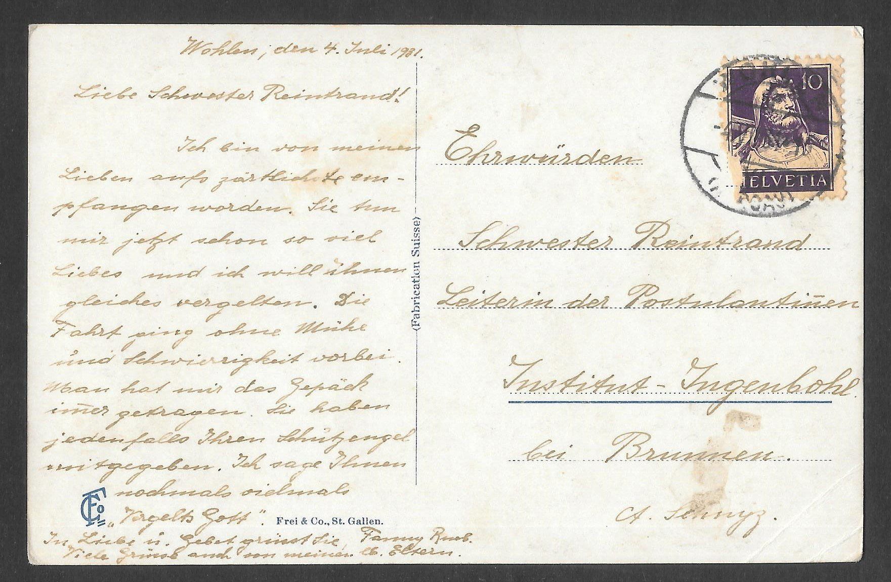 Cartoline postali: Wohlen Gesamtansicht – Usato da Olten venduto da clotaldi 1
