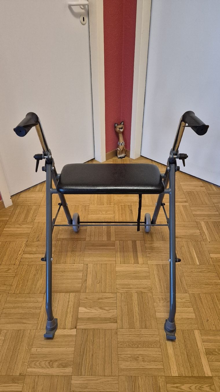 Ausili per la deambulazione: Déambulateur 2 roues pliable, siège, excellent état – Usato da bernex venduto da evagabor