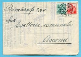 Faltbrief von Locarno nach Ascona 1948 - Rimborso