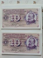 5 x 10 Franken Banknoten, vom 6. Jan. 1977, bankfrisch