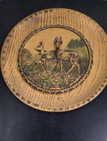 Dekorativer Wandteller mit Rehfamilie – ca. 1950er/60er Jahr