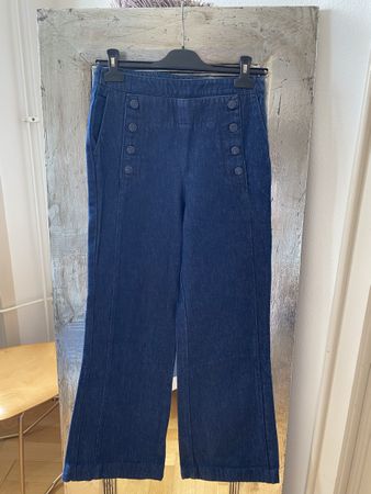 Sisley Sailor Button Wide Leg Jeans W26 Dark Wash Denim Summ