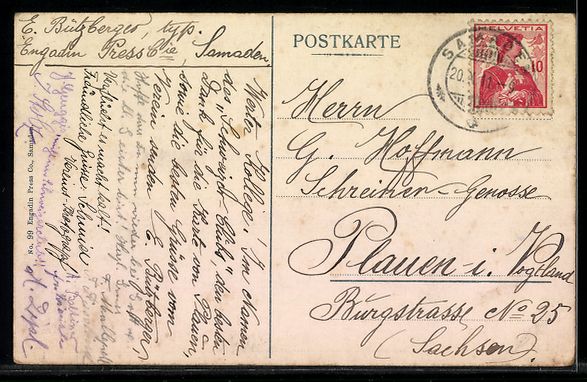 Cartes postales: Samaden, Blick auf den Ort mit Flüssche – D'occasion à Berlin par bartko-reher 1