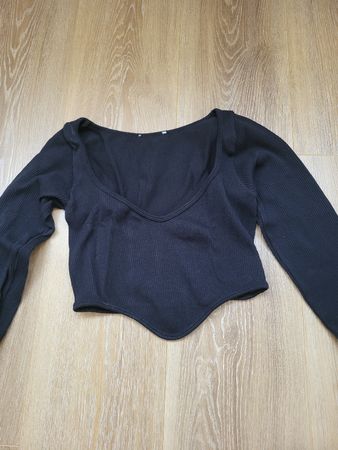 Haut Pull&Bear femme noir manches longues taille S bon état