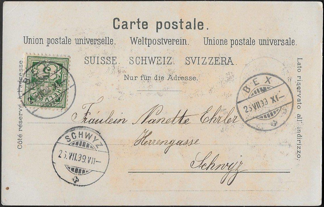 Cartoline postali: 1899 AK Litho  BEX herrliche Ansichten ab 1.- – Usato da Zürich venduto da Zueri50 1