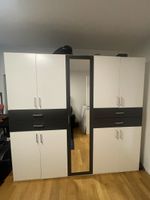 Kleiderschrank modular weiss/schwarz mit Spiegel