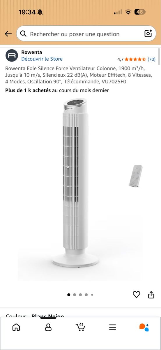 Rowenta Ventilatori: Rowenta Eole Silence Force Ventilateur Colonne blanc – Nuovo e nell'imballaggio originale da Lausanne venduto da gio_qwg7