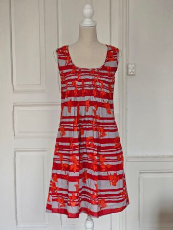 Sommerkleid grau rot Lili Soon Gr. S-M
