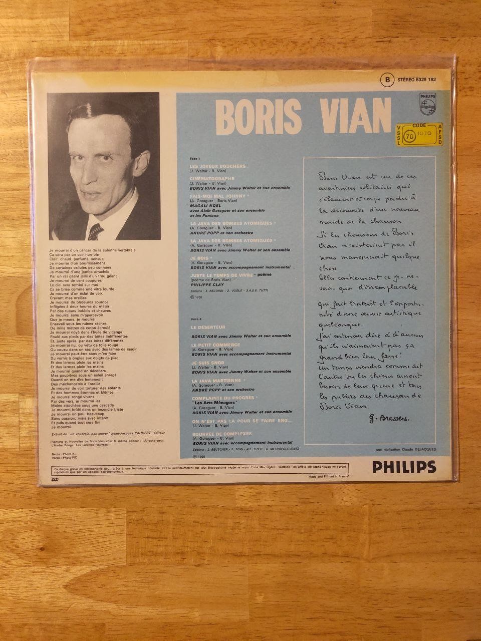 Dischi in vinile: Boris Vian | "Boris Vian" | LP – Usato da Lausanne venduto da Otvald 1