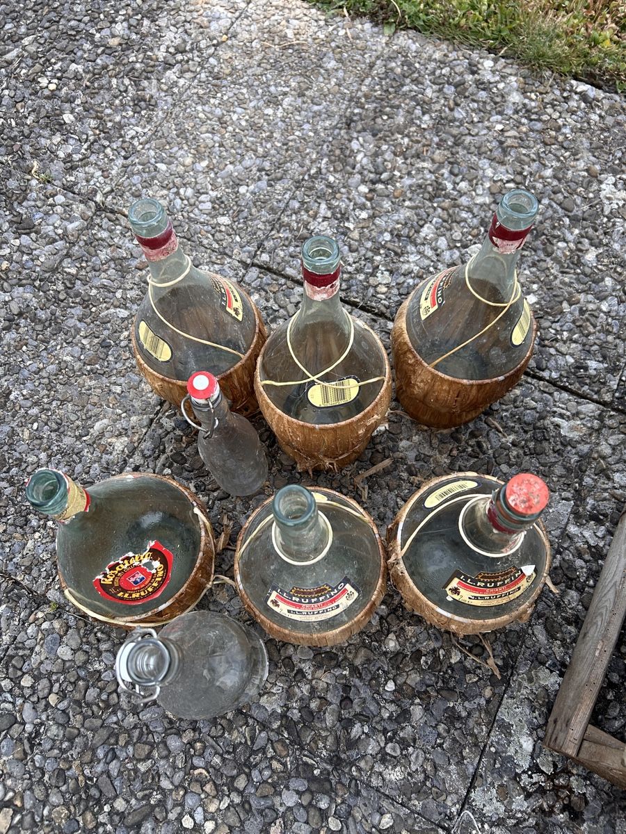Bottiglie: 6x Weinflaschen mit Korbflechtung LL RUFFINO – Usato da Olten venduto da marcia5 1