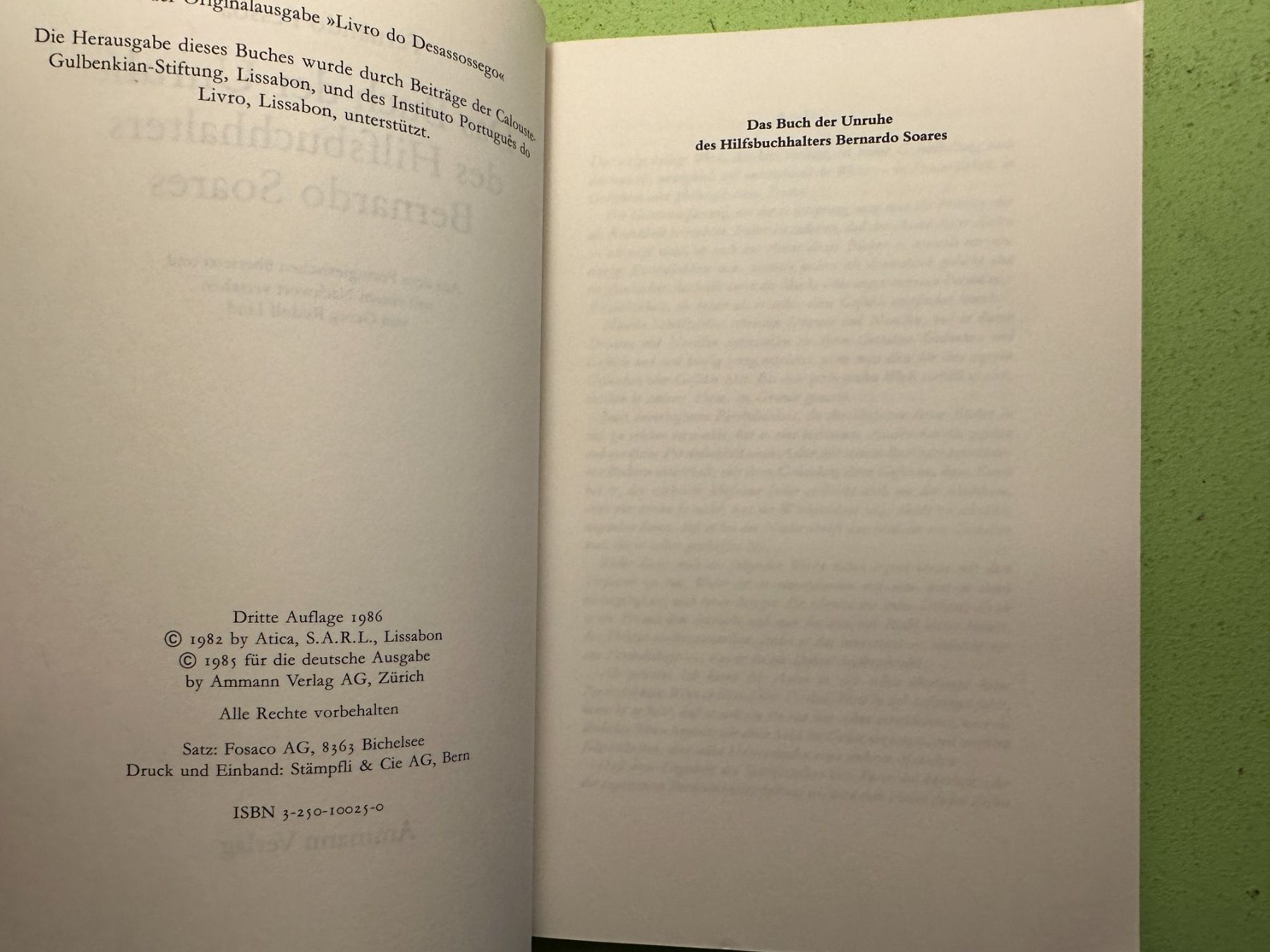 Bücher: Fernando Pessoa: Das Buch der Unruhe. – Gebraucht aus Zürich von allp 3