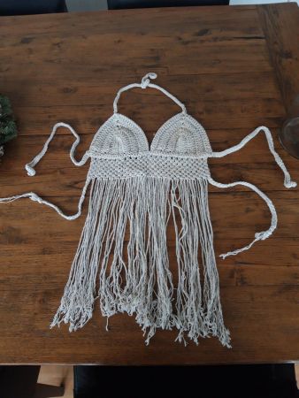 Strick Crop Rückenfreies Top Boho Ethno Ibiza Makramee