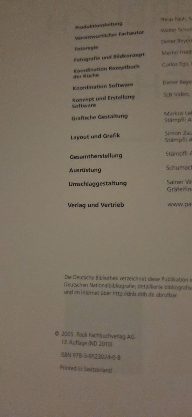 Bücher: Buch:  Pauli Lehrbuch der Küche – Gebraucht aus Bremgarten b. Bern von Marge7979 5