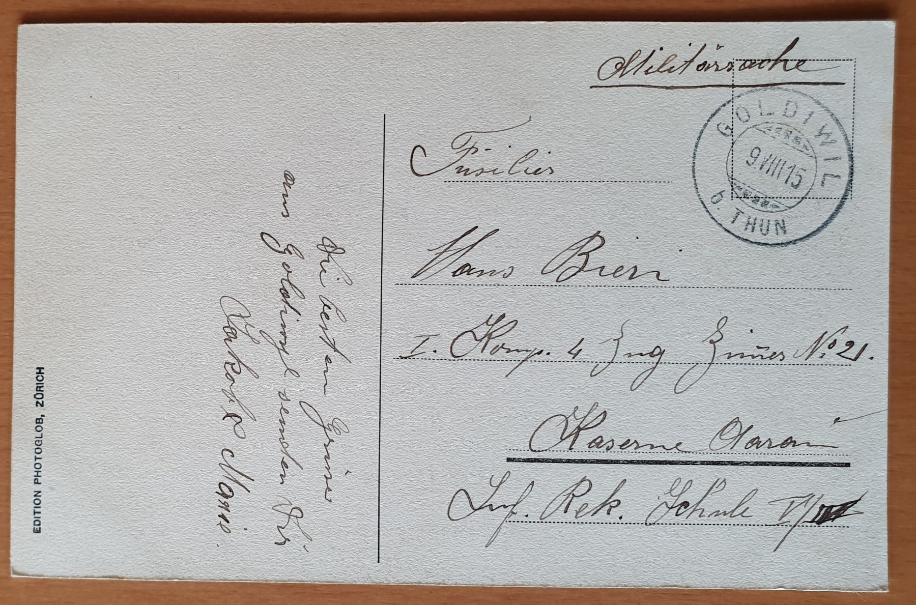 Cartoline postali: Gruss aus Goldiwil 1915 – Usato da Kreuzlingen venduto da Rschweiz1 1