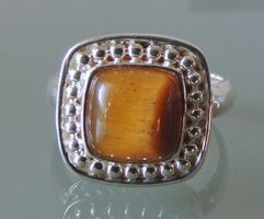 POMPIDOU Silber 925 Fingerring mit Tigerauge Gr. 54