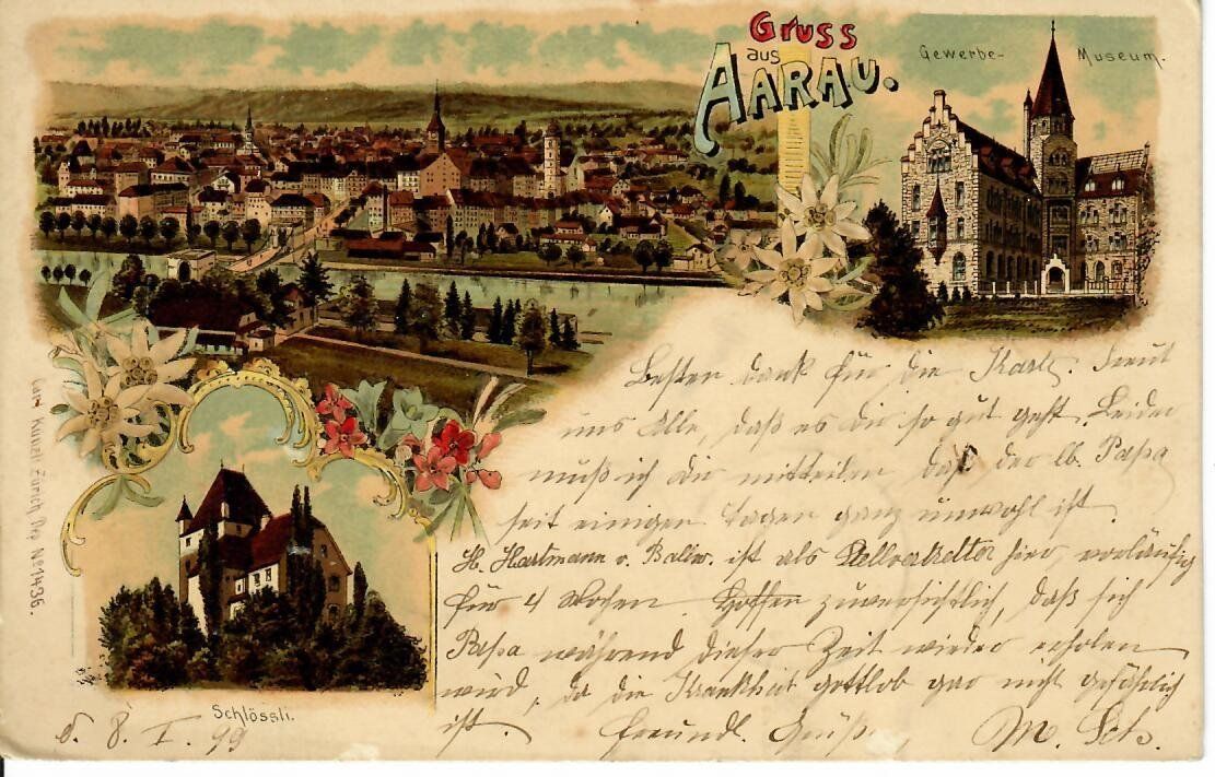 Ansichtskarten: Gruss aus Aarau  1899 – Gebraucht aus Hochdorf von Ziegel-16