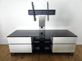 SONOROUS  MD8340 TV MÖBEL, Schwarzglass Alu Hochglanz -Weiss
