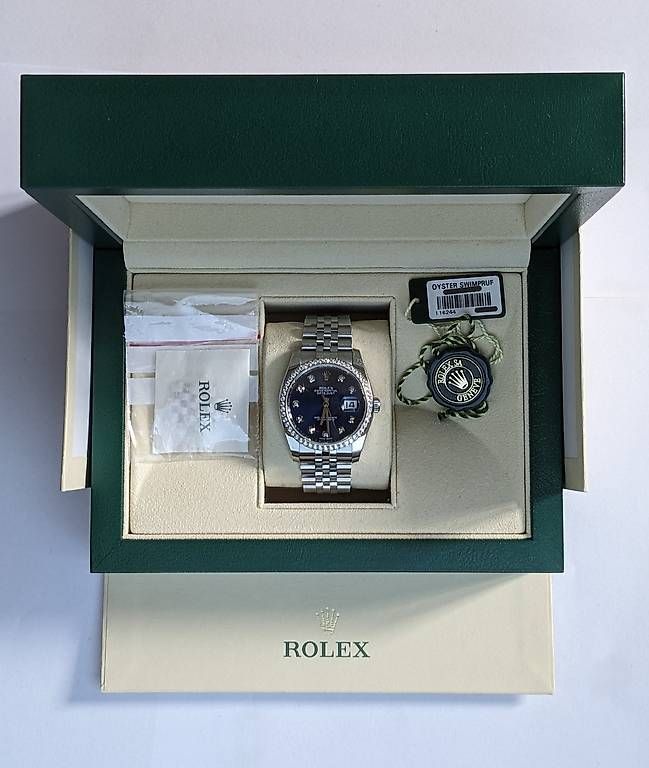 Rolex Orologi: Rolex Datejust 36 116244 Diamond Bezel Blue Dial Full Set – Usato da Caux venduto da MateoAerny 4