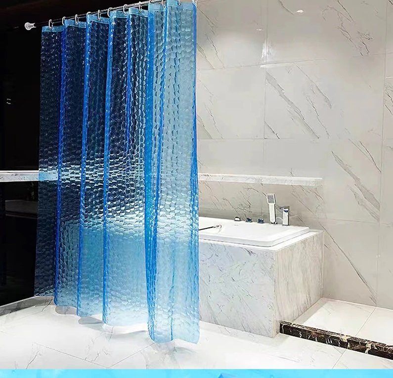 Vorhänge: Transparenter Duschvorhang Blau 3D Effekt 180cm – Neu und originalverpackt aus Lausanne von animalopolis