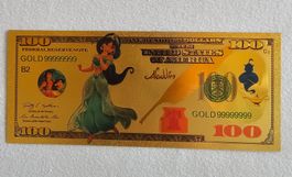 100 Dollar Gold Note Disney Jasmin (Aladin) SAMMLERSTÜCK