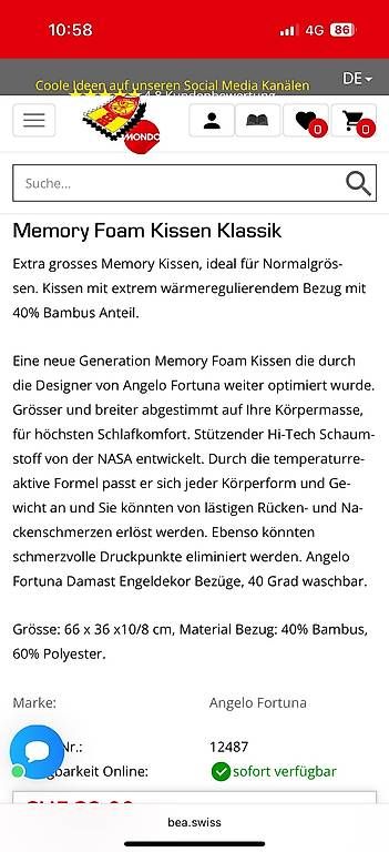 Cuscini: Neues Kissen Memory Foam – Usato da Kirchlindach venduto da fecop 1