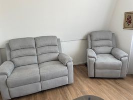 Sofa-Set mit elektrischer Liegefunktion (2er-Sofa u. Sessel)