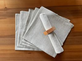 100% Leinen Tischset, 6-teiliges Servietten-Set