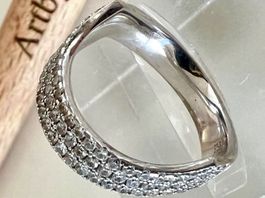 925 Silberring geschwungen mit Pavé-Zirkonia  Gr. 52