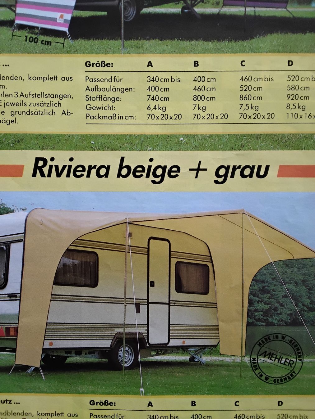 Verande & Tende da sole: Vintage Sonnendach Wohnwagen 900/930 – Usato da Wädenswil venduto da Pipestone 5
