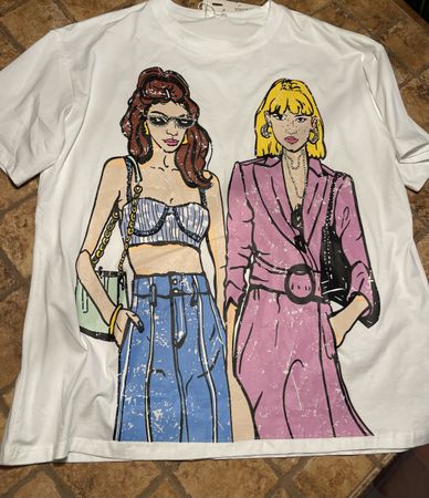 Chic T-shirt Vinceotto, con strass-M/L-nuovo