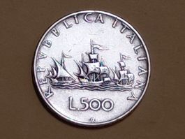 Italien 500 Lire "Caravelle" 1958 Silber