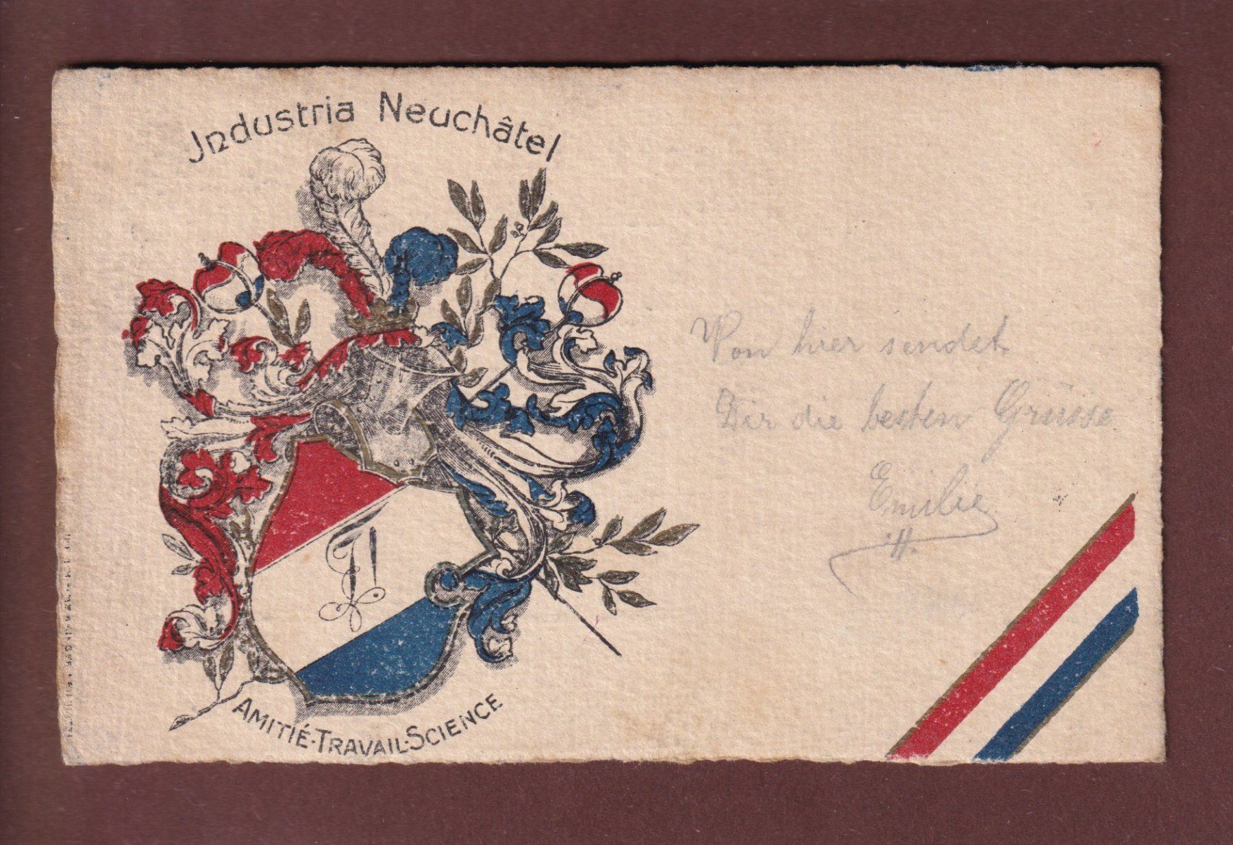 Cartoline postali: NEUCHÂTEL - Société d'étudiants Industia - 1908 – Usato da Pully venduto da nicecards
