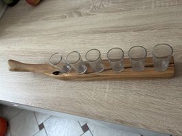 Schnapsgläser Halter Massivholz 6 Stück Shott Trinks Glas