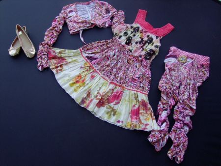 wie neu Kleid, Bolero, Leggins  Carbone gr.152