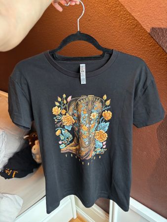 🎸Nashville T-Shirt Schwarz - Boots/Blumen