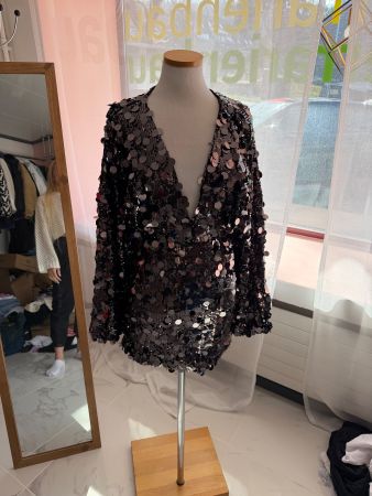 Pull&Bear Pailletten-Kleid, schwarz, Gr. S, Neu