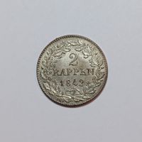 2 Rappen 1842 Zürich stgl