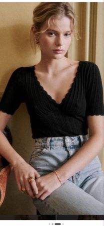 Sézane Black Knit Top, Size XSmall