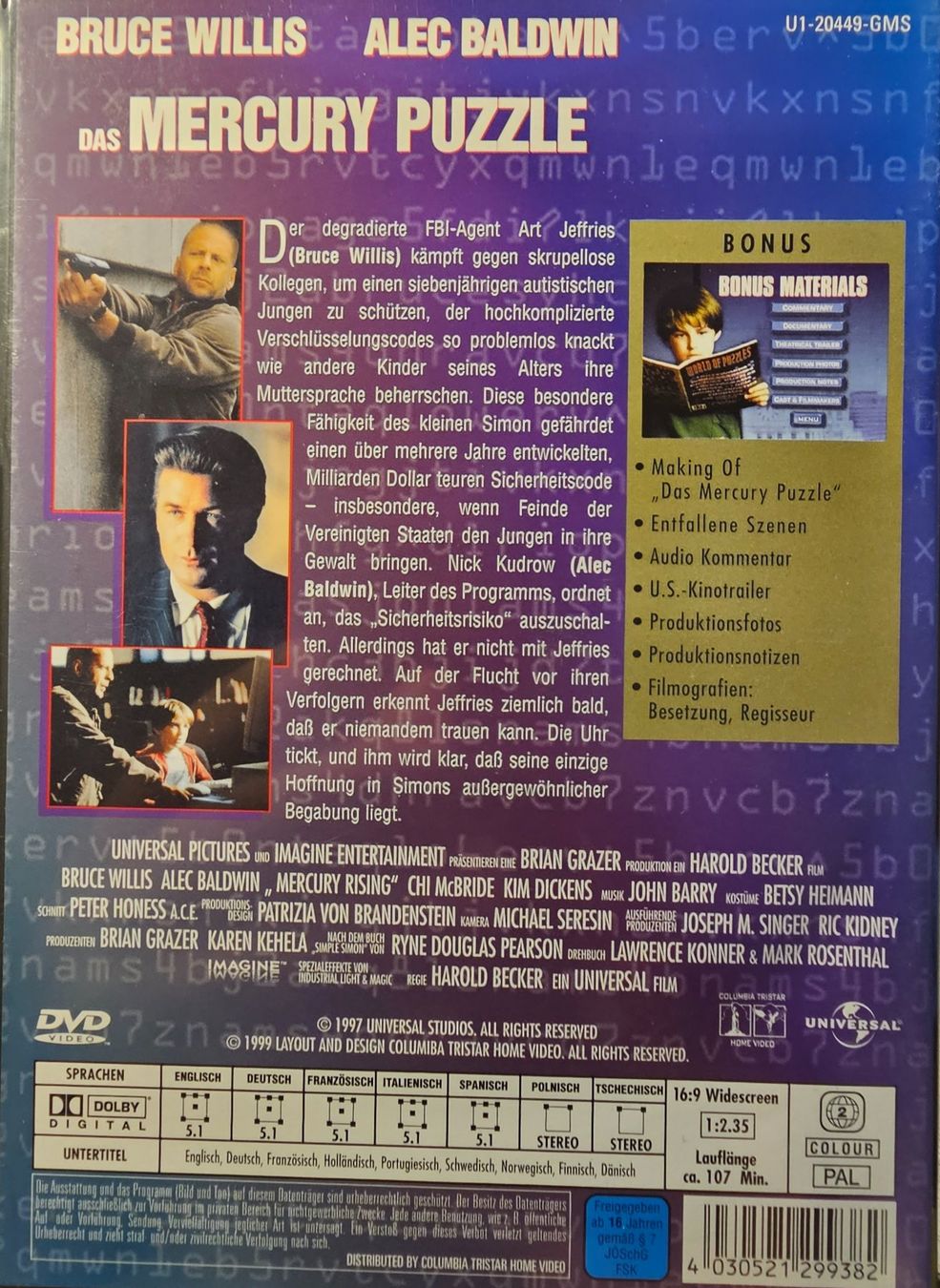 Alle DVDs: Das Mercury Puzzle – Gebraucht aus Wahlen b. Laufen von Cg10 1