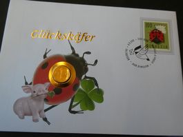 Schweiz 2018, FDC Glückskäfer mit 1 Räppler 2002
