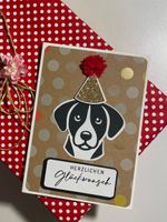 Geburtstagskarte, Glückwunschkarte, handmade, Hund, Tiere