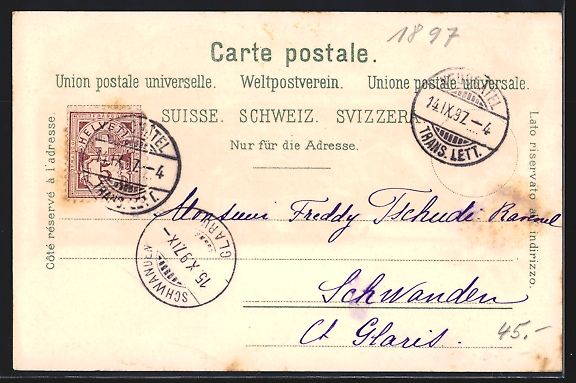 Cartes postales: Lithographie Neuchatel, Ortsansicht – D'occasion à Berlin par bartko-reher 1