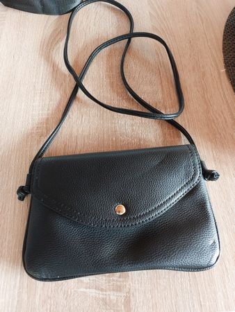 Schwarze Handtasche Kunstleder Umhängetasche Damen Tasche