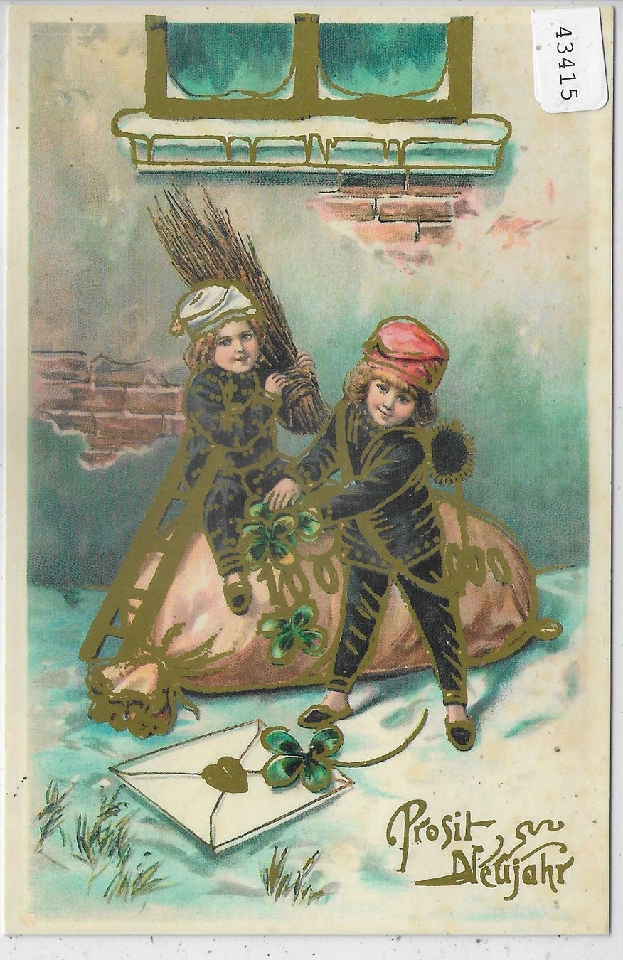 Cartoline postali: Prosit Neujahr - Kleine Kaminfeger – Usato da Ettingen venduto da Kartenplanet