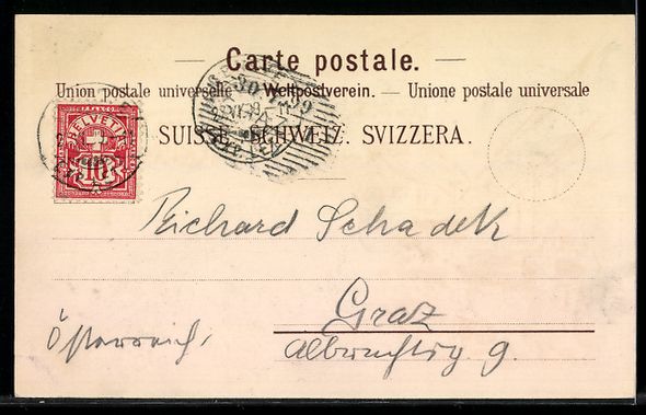 Cartoline postali: Lithographie Vevey, Ortsansichten, 1899 – Usato da Berlin venduto da bartko-reher 1
