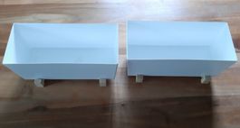 2er Set Übertopf / Blumenkiste aus Metall, weiss