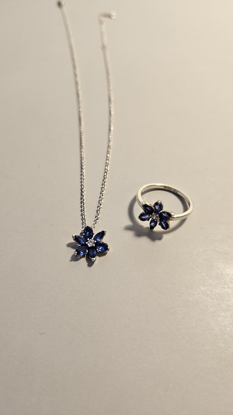 Pandora Altri gioielli: Pandora Set Sparkling Blue Herbarium Cluster Pendant – Usato da Lugano venduto da pknoodle