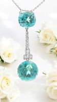Sale- Antik Art Deco Diamant Blau Zirkon Halskette Weissgold