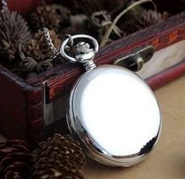 NEUE Taschenuhr Umhängeuhr Silber Weiss inkl. Kette