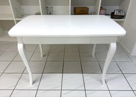 Biedermeier Tisch, weiss lackiert, Massivholz -Top
